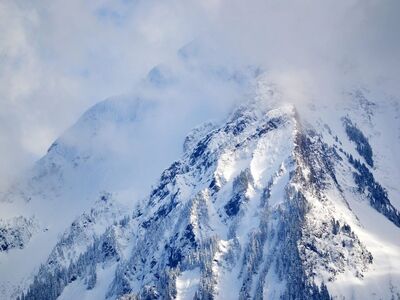 mountain, snow, cold, trees, nature, winter, serene, peaceful, clouds, adventure, beautiful, blue, white, calm, rocks, panorama, snowy, alpine, wild, accommodation, adventurous