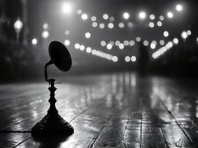 microphone, vintage, retro, music, concert, theater, stage lighting, darkness, performance, shadow effect, wooden floor, solitude, empty space, sound technology, entertainment, mood, lighting art, artistic photography, acoustics, creativity, audience