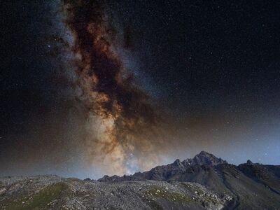 milky way, galaxy, night sky, stars, mountains, astronomy, cosmos, space, universe, celestial, landscape, nature, rocky, wilderness, outdoors, darkness, majestic, scenic, nebula, constellation