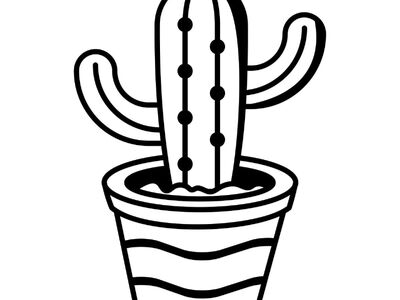 cactus, flowerpot, drawing, black and white, cartoon, succulent, houseplant, minimalist, pattern, botany, sketch, notebook, neat, graphic, decoration, line art, isolated, interior design