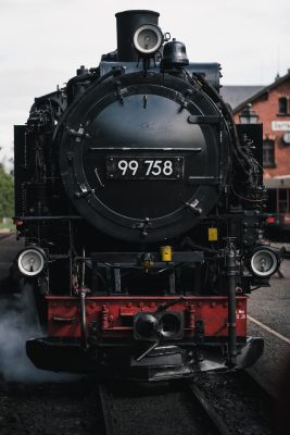 steam locomotive, black, retro, historical, railway station, freight train, morning, industrialization, travel, old machinery, construction, rusty, technology, metal, wheels, transport, carriage, furnace, old-fashioned, tour, frontal view