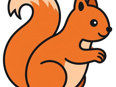 squirrel, cartoon, cute, cartoon style, animal, red, geometric shapes, positive, nature, bright colors, pattern, adventure, animal world, simple style, creativity, symmetry, nature education, playful, friendly, face