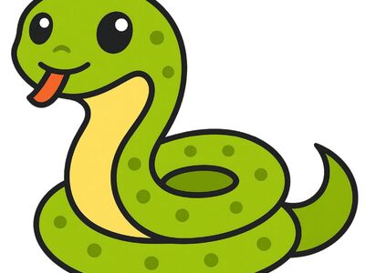 cartoon snake, green snake, cute snake, snake illustration, smiling snake, snake tongue, kids art, simple design, comic style, yellow belly, cartoon character, humor, child theme, drawn animation, simple colors, funny snake, animal concept, small snake, animal animation, colorful illustration
