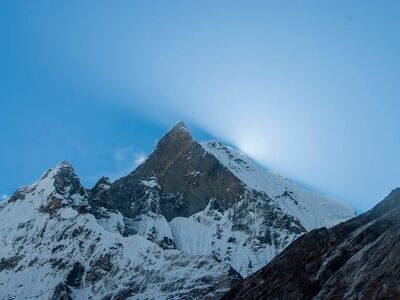 nepal, himalayas, sunrise, mountains, snow peak, machhapuchhre, sky, nature, glacier, rocky, fishtail, trekking, panorama, white, dramatic, beautiful, view, scenic, mountain range, silence, pure