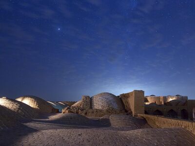 caravansary, monument, persian architecture, iran, qom province, travel, tourism, architecture, building, kavir national park, desert, trip, night, sky, qom, night sky, lights, light, dark, night photography, nature, blue sky, blue travel, blue light, blue building, blue desert, blue night, blue dark, blue park, blue photography, blue lights
