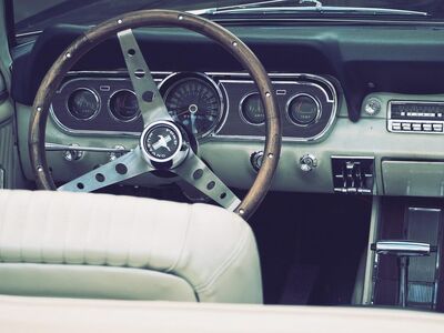 dashboard, steering wheel, antique car, car radio, speedometer, automobile, ford, mustang, sports car, classic