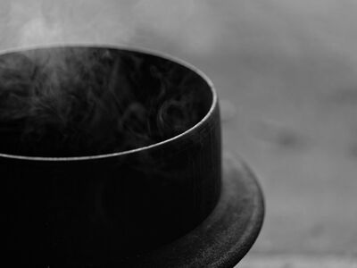 drink, tea, steam, monochrome, black and white, autumn, closeup