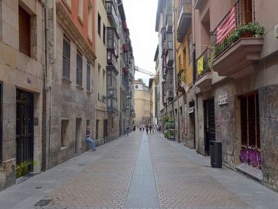 cityscape, street, urban, buildings, old, architecture, people, balcony, pavement