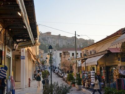 cityscape, athens, greece, street, old, vintage, people, shops, tourism, historical, motorcycle