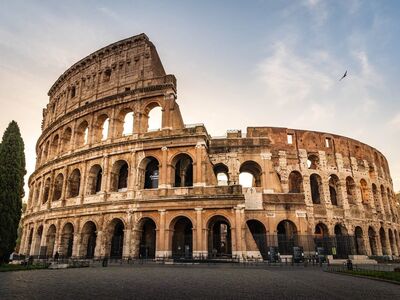 italy, rome, colosseum, sunset, ancient architecture, travel, nature, roman arena, tourists