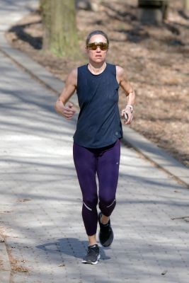 woman, sunglasses, running, walkway, park, spring, recreation, sports, nature, health, lifestyle