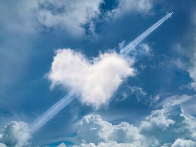 heart, clouds, aircraft, nature, wake, cloudy, weather, shapes, love