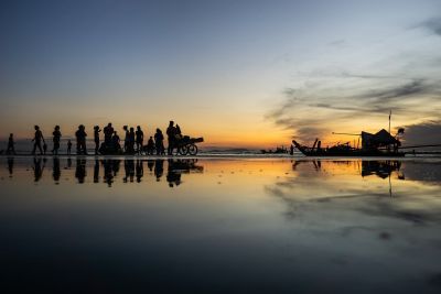 dawn, sunrise, landscape, clouds, nature, morning, sky, boat, silhouette, vietnam, relax
