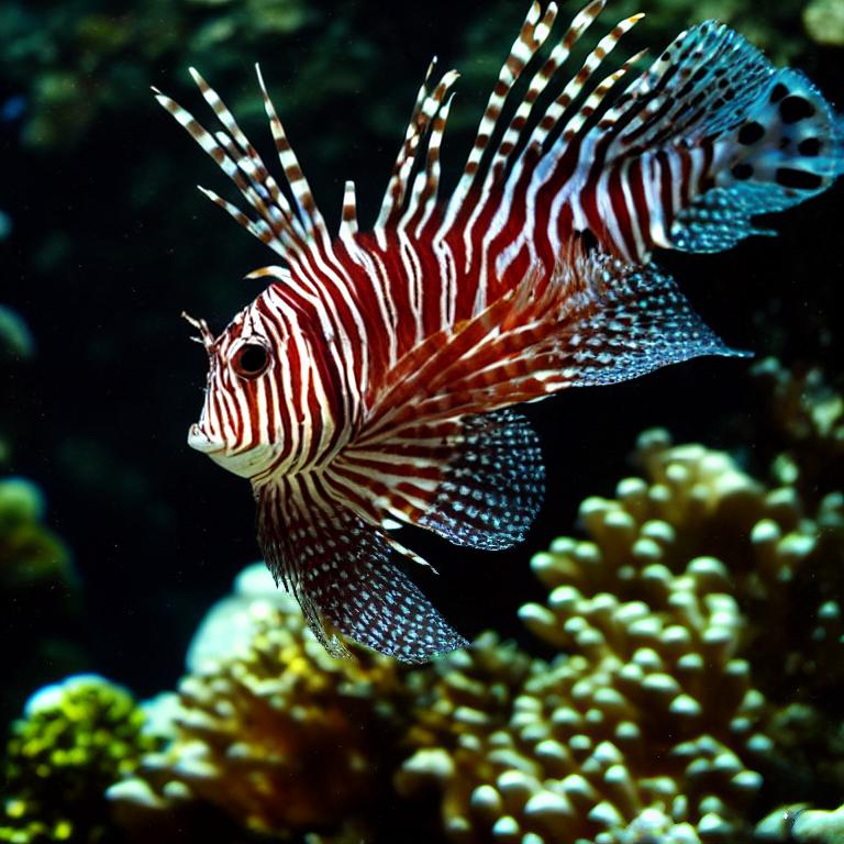 fish, lionfish, aquarium, coral reef, natural beauty, nature, colorful fish, aquatic environment, long fins, cosmonaut glove, exotic fish, underwater, rocky, gift of nature, mare nostrum, detroit, zebra stripes — Полароид