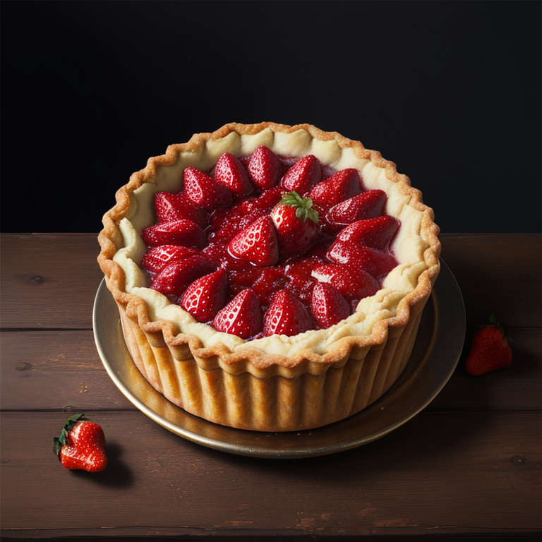 tart, strawberry, jam, dessert, pastry, crust, sweet, baked, food, gourmet, fresh, delicious, homemade, fruit, red, round, plate, slate, treat, buttery, bakery — Багет