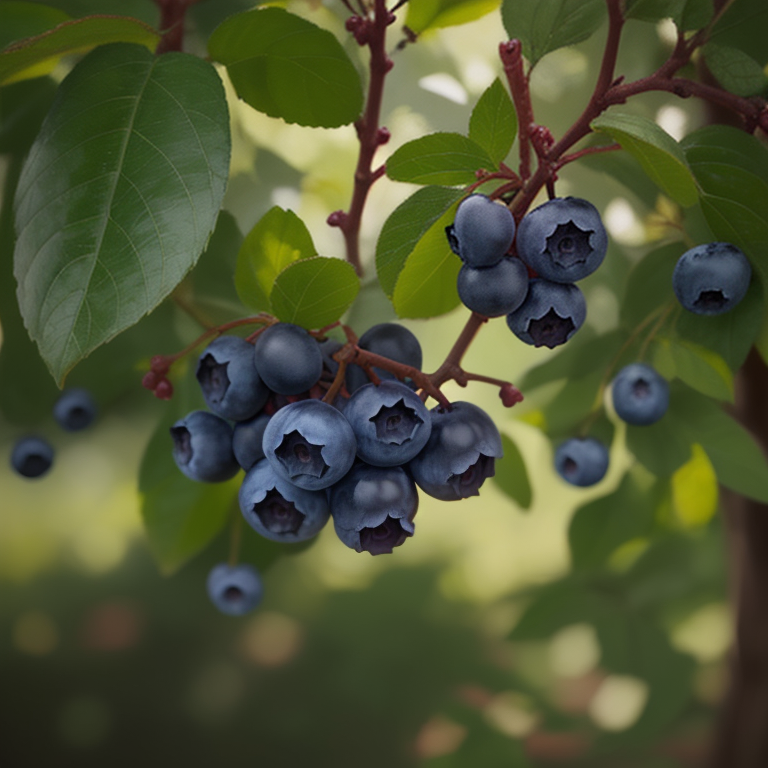 blueberries, ripening, fruit, bush, summer, nature, healthy, fresh, garden, green leaves, berry, healthy eating, vitamins, antioxidants, nutrition, fresh harvest, organic, plant, green — Багет