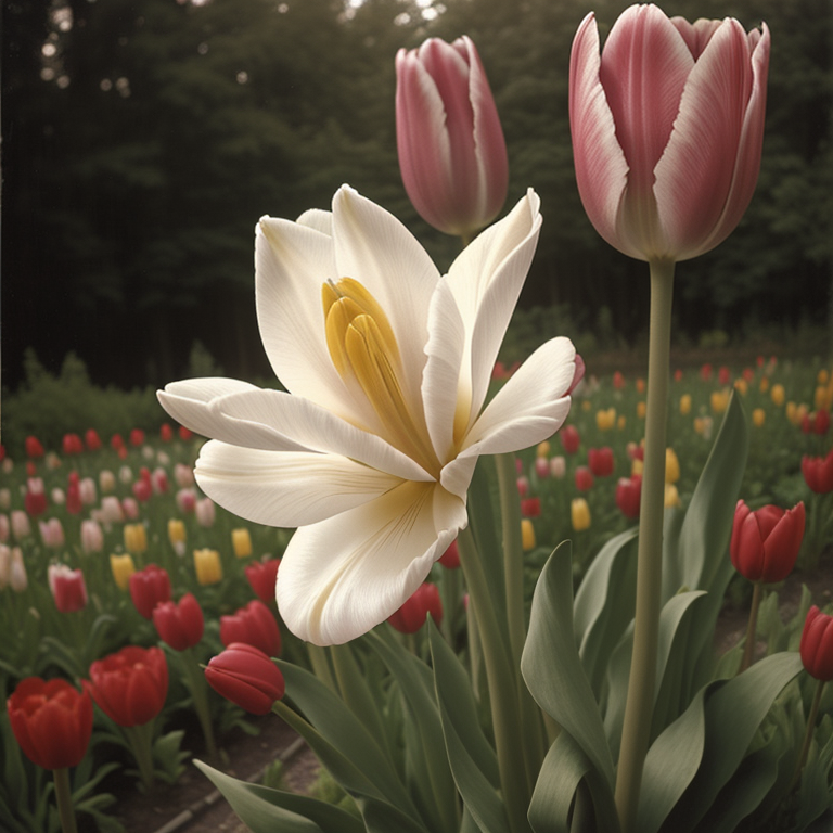 tulip, beautiful flowers, flower, garden, nature, outdoor, spring, natural, close-up, colorful, flower wallpaper, exterior, flower background, petal, cultivation, blooming, horticulture, red, pink, white, flowering plant, beauty, decorative — Винтаж