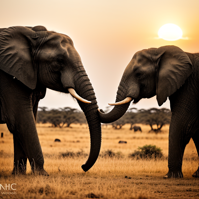 elephant, african, trunk, nature, wildlife, savanna, sunset, friendship, connection, golden hour, behavior, pair, giant, mammal, social, animal, large, grey, ivory, golden — Демотиватор
