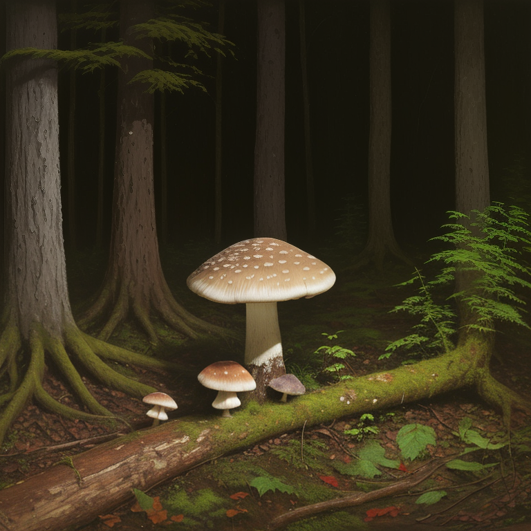 mushrooms, forest, log, gills, nature, root, forest floor, autumn, vegetation, fruiting body, macro photography, close-up, moss, ecosystem, natural beauty, environment, natural habitat, biotope, mycology — Багет
