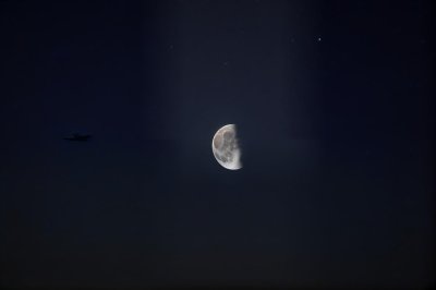 moon, airplane, nature, night sky, nightsky, sky, astronomy