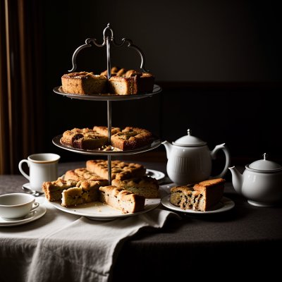 apple pie, afternoon tea, table setup, baked goods, apple crumble, iced coffee, dessert