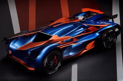 sports car, racing car, aerodynamic design, modern technology, performance, luxury, speed, supercar, automotive design, modern racing, road car, carbon fiber, futuristic design, intense colors, technological advancement, engine, rear wing, road vehicle, red and blue, premium brand