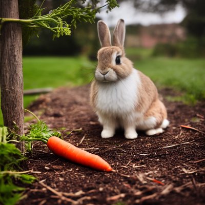 bunny, rabbit, carrot, pet, cute, nature, outdoor, garden, soil, natural light, peaceful, hungry, adorable, high resolution, animal, fluffy, waiting, small animal, furry