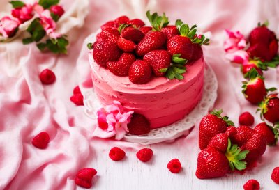 strawberry, raspberry, rose flower, heart-shaped, cake, torte, pink, fresh, sweet, quality, pastry, celebration, decoration, dessert, festivity, baking, milestone, happy birthday, rose, decorative, ai generated