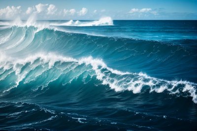 wave, ocean, sea, water, cyanotype, minimal, abstract, blue, texture, background, nature, pattern, surface, ripple, horizontal, coast, marine, calm, peaceful, serene, liquid, fluid, light, ai generated