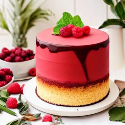 serving tray, raspberry cake, baking, cake, fruit decorations, strawberries, blackberries, blueberries, decorative cake, yellow glaze, red glaze, fresh fruit, mint leaves, dessert, pastry, sweet treat, chocolate base, cake design, sweets, delicious dessert