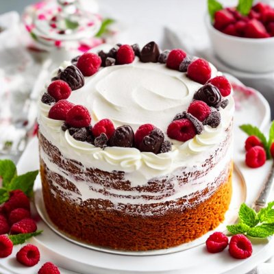 cake, chocolate, raspberries, chocolate topping, cream frosting, layer cake, fruit, sweet dessert, celebration, dessert, baking, fresh, edible flower, chocolate shavings, decoration, dessert plate, happy birthday, production, tray