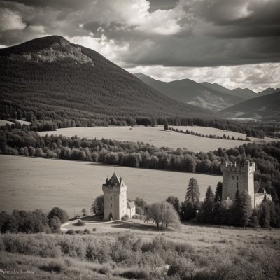castle, tower, landscape, nature, mountains, clouds, belltower, ancient, medieval, ruin, history, trees, panorama, blue sky, light, scenery, peaceful, view, castle ruin, sun