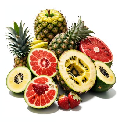 fruit, pineapple, papaya, melon, banana, grape, strawberry, orange, diet, healthy eating, arrangement, healthy diet, fresh, freshness, avocado, kiwi, colorful fruit, green apples, healthy lifestyle — Дуотон