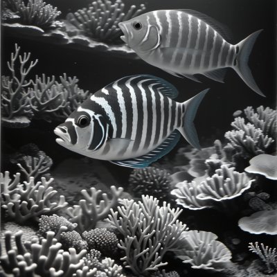 fish, aquarium, underwater, sea, coral, striped, surgeonfish, tropical, colorful, clownfish, fisherman, ecosystem, dive, line, cairns, brown, tron, blue, medieval fish, green-yellow, width — Полароид