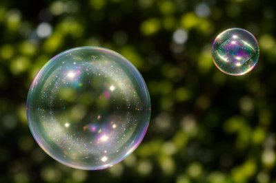 soap bubble, rainbow, outdoor, abstract, green background, nature, reflection, contrast, colorful light, transparency, fragile, macro, magical, calm, light, dazzling, weather, against the light, fantasy, play of light