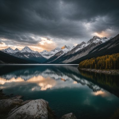 mountains, lake, reflection, clouds, sky, sunset, alps, nature, hiking, calm, relaxation, water surface, landscape reflection, calm water, mountaineering, travel, panorama, fresh air, escape to nature, travel photography — Демотиватор