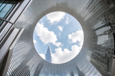 architecture, modern design, skyscraper, nature, abstract, blue sky, geometric, modern building, urban, construction, metal, industrial, perception, futuristic, space, texture, circle, sky, pattern, unusual, inspiration