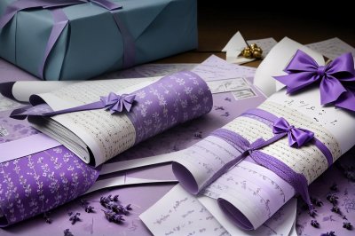 gift, lavender, purple, music paper, bow, romantic, decorative, fragrance, pastel, christmas, decoration, violet, bokeh, miniature, seasonal, paper, gift wrapping, countryside, art