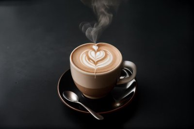 coffee, latte art, cup, heart, steam, barista, coffee cup, ceramic, foam, aroma, hot beverage, morning, cafe, relaxation, milk, doughnut, warm, breakfast, cozy, pulse