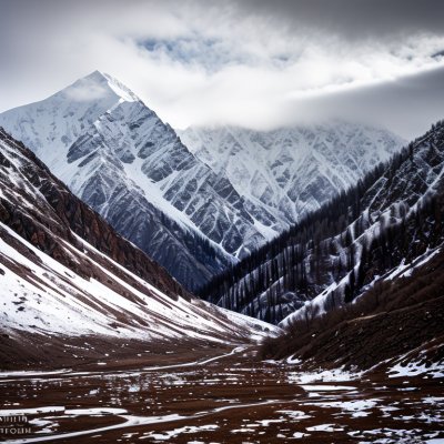 mountain, snow, pakistan, gilgit-baltistan, landscape, nature, karakorum, village, mountains, clouds, sky, rock formations, purple flowers, spring, blossom, arches, peaceful, hiking, tenderness, calm