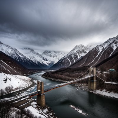 suspension bridge, river, mountains, karakoram, snowy peaks, sky, clouds, khaplu, gilgit-baltistan, natural landscape, bridge, trees, reflection, elements, nature, shyok, bridge construction, tourism, autumn, blue sky