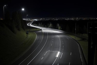 road, night, long exposure, car, lighting, dark, light trails, road bridge, curve, speed, urban landscape, asphalt, movement, modern, highway, car wallpapers, road sign, autumn, outdoor, traffic, adventure