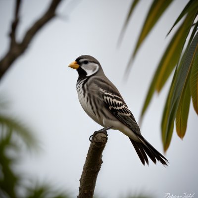 bird, nature, wildlife, ornithology, plumage, avian, beak, feathers, birdwatching, perched, long-tailed tit, branches, leaves, sitting bird, small bird, black and white, summertime, beauty of nature, green leaves, blue sky