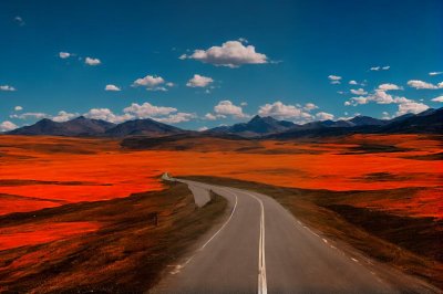 car, road, mountain, landscape, sky, clouds, nature, field, car wallpapers, summer, travel, adventure, solitude, journey, tranquility, lonely, sunset, blue sky, peaceful, endless