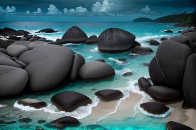 seychelles, beach, rocks, shore, crystal clear sea, tourism, natural beauty, giant boulders, tourist attraction, nature reserve, paths, sand, sunshine, relaxation, coastal location, vacation, blue sky, hidden beach, exotic, anibiz
