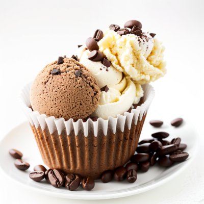 ice cream, chocolate, cake dish, coffee beans, dessert, sweet, ice cream cone, cream, dairy, cold, delicious, double, kid treat, confection, creme, tasting, gourmet, light, texture, chaos