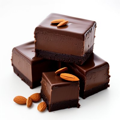 chocolate, fudge, almond, dessert, milk-chocolate, sweet, piece, nut, square, gourmet, delicate, delicious, milky, chocolate-slices, homemade, decadent, confectionery, milk-toffee, chestnut, flavor