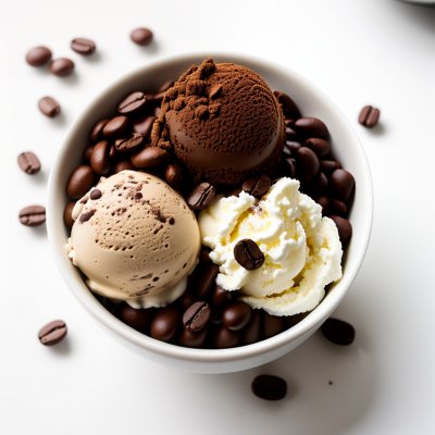 ice cream, chocolate, bowl, coffee beans, dessert, scoop, dairy, creamy, sweet, tasty, coffee flavor, natural ingredient, aroma, cream, brown, delicious, gourmet, flavorful, chilled