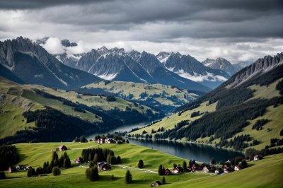 mountains, lake, panorama, nature, landscape, alps, allgäu, meadows, summer, germany, nebelhorn, foothills, ridge, hiking, tranquility, recreation, trekking, travel, view