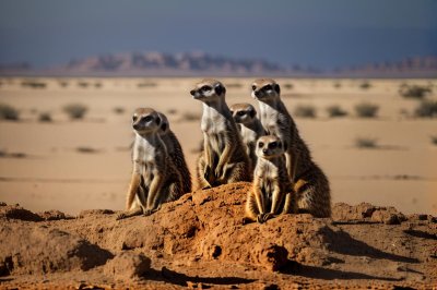 meerkat, animals, wilderness, group, desert, beautiful lighting, family, togetherness, landscape, sunlight, highlight, earth, sunset, cute, savanna, mammals, nature, sunny, sunflower